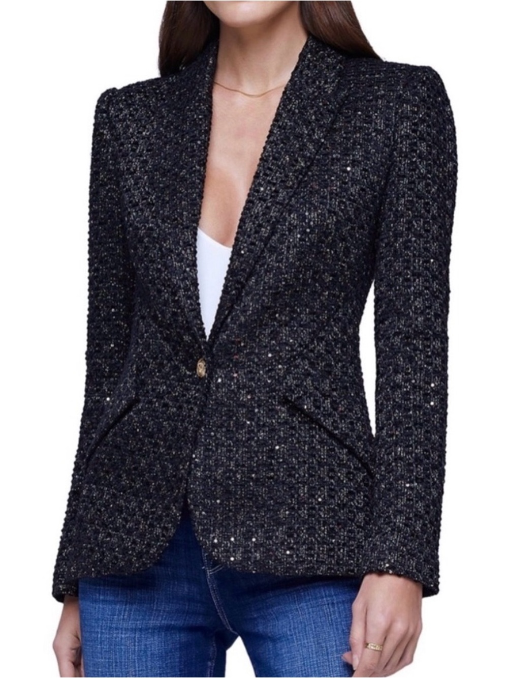 Lagence 🖤 Chamberlain Sequin Tweed Blazer - Picture 4 of 12